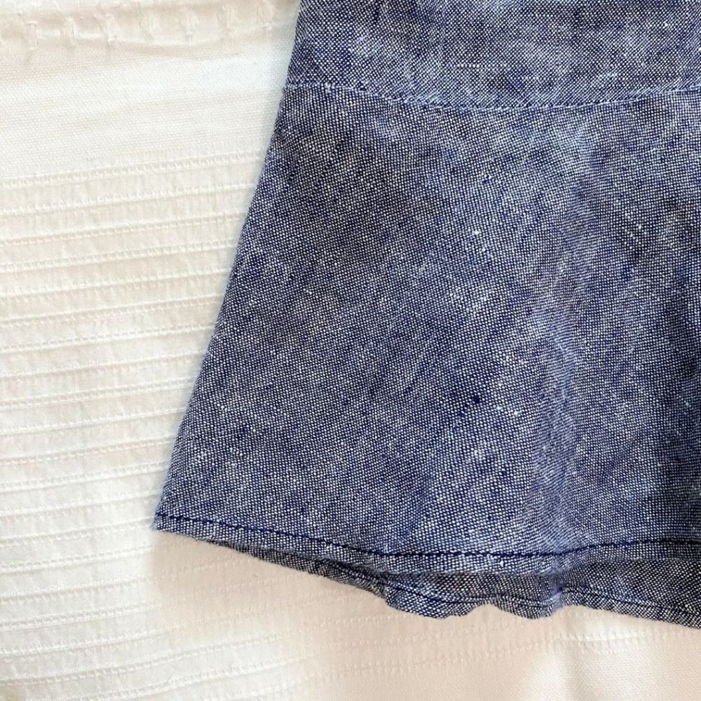 LORD & TAYLOR 100% LINEN BLUE CHAMBRAY SLEEVELESS V-NECK MAXI DRESS - XS - Picture 8 of 9